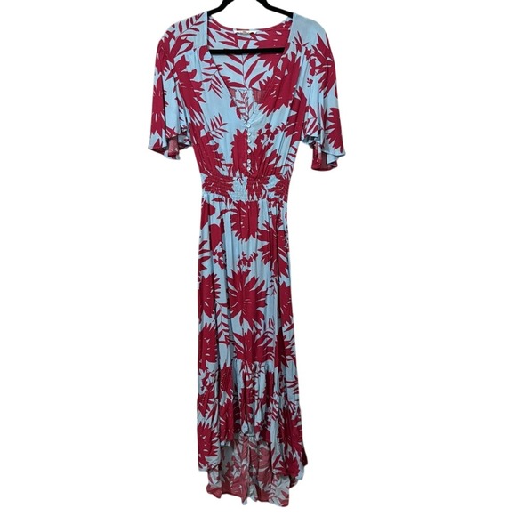 Anthropologie Abel The‎ Label Floral Printed Smocked Waist High Low Midi Dress - Picture 1 of 7